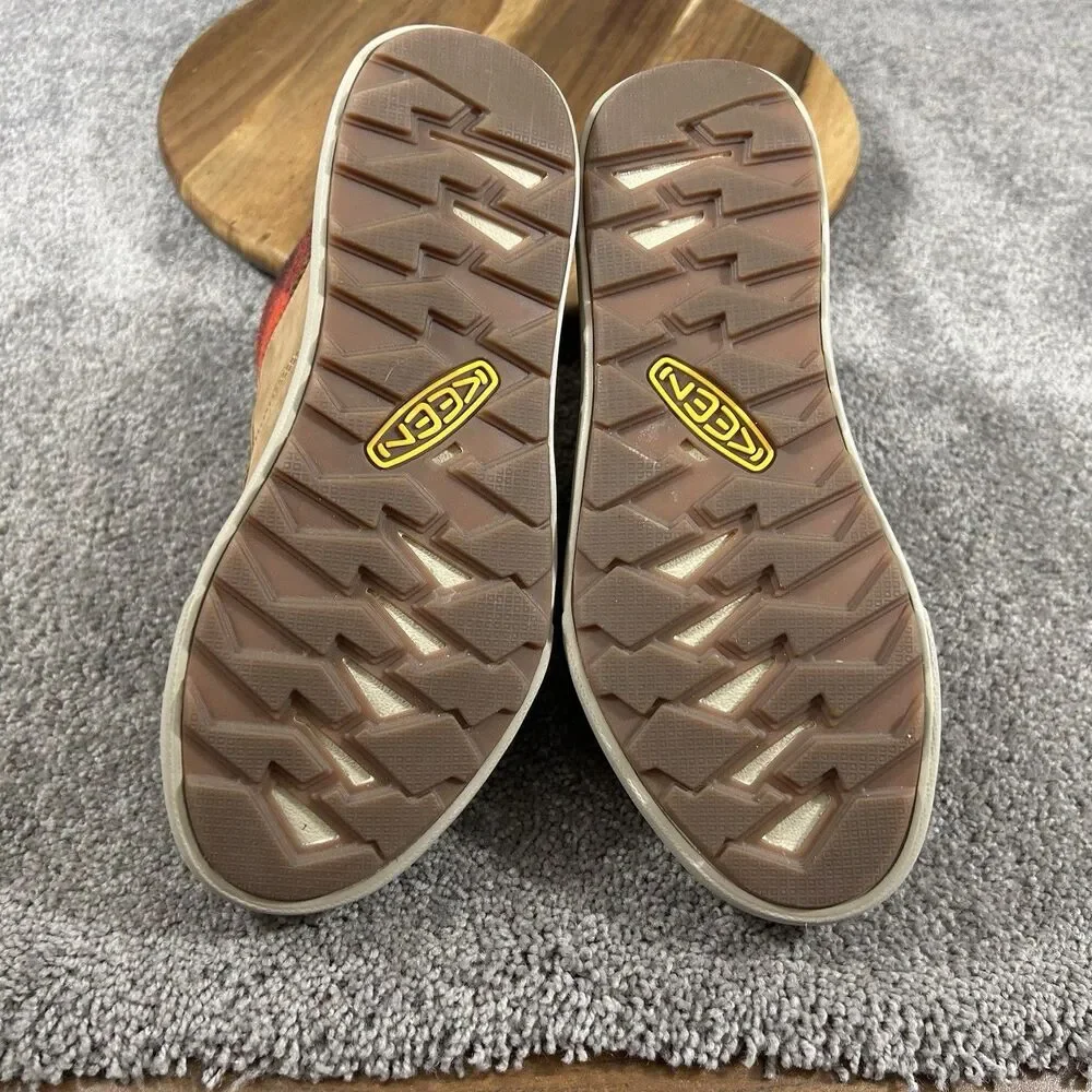 Keen Elena Mid Women’s Size 5 Brown Leather Red Plaid Casual Winter Shoes Used